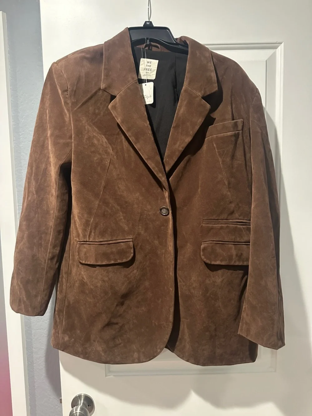 We The Free Chocolate Brown Suede Blazer Jacket - Picture 1 of 4